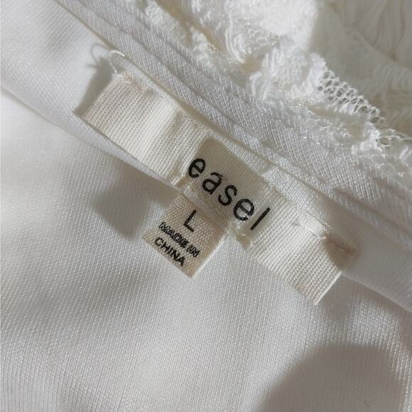 NWOT! EASEL! PUREST WHITE PRINCESS CUT, BELL SLEEVE, LACE BODICE DRESS! SZ L - Picture 10 of 12